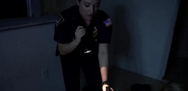  Two abusive blonde cops savagely used helpless big black cock felon